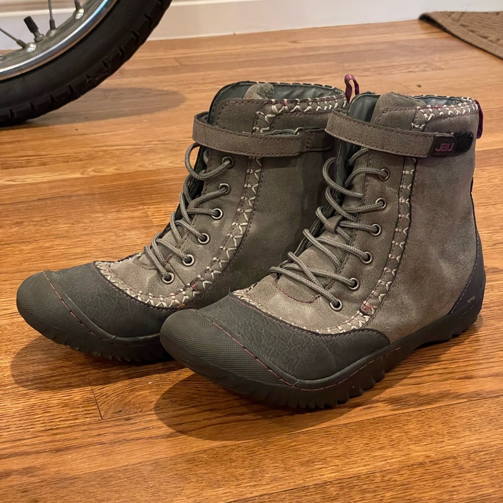JBU Jambu Vegan Sami Gray Faux Fur Lace Up Boots